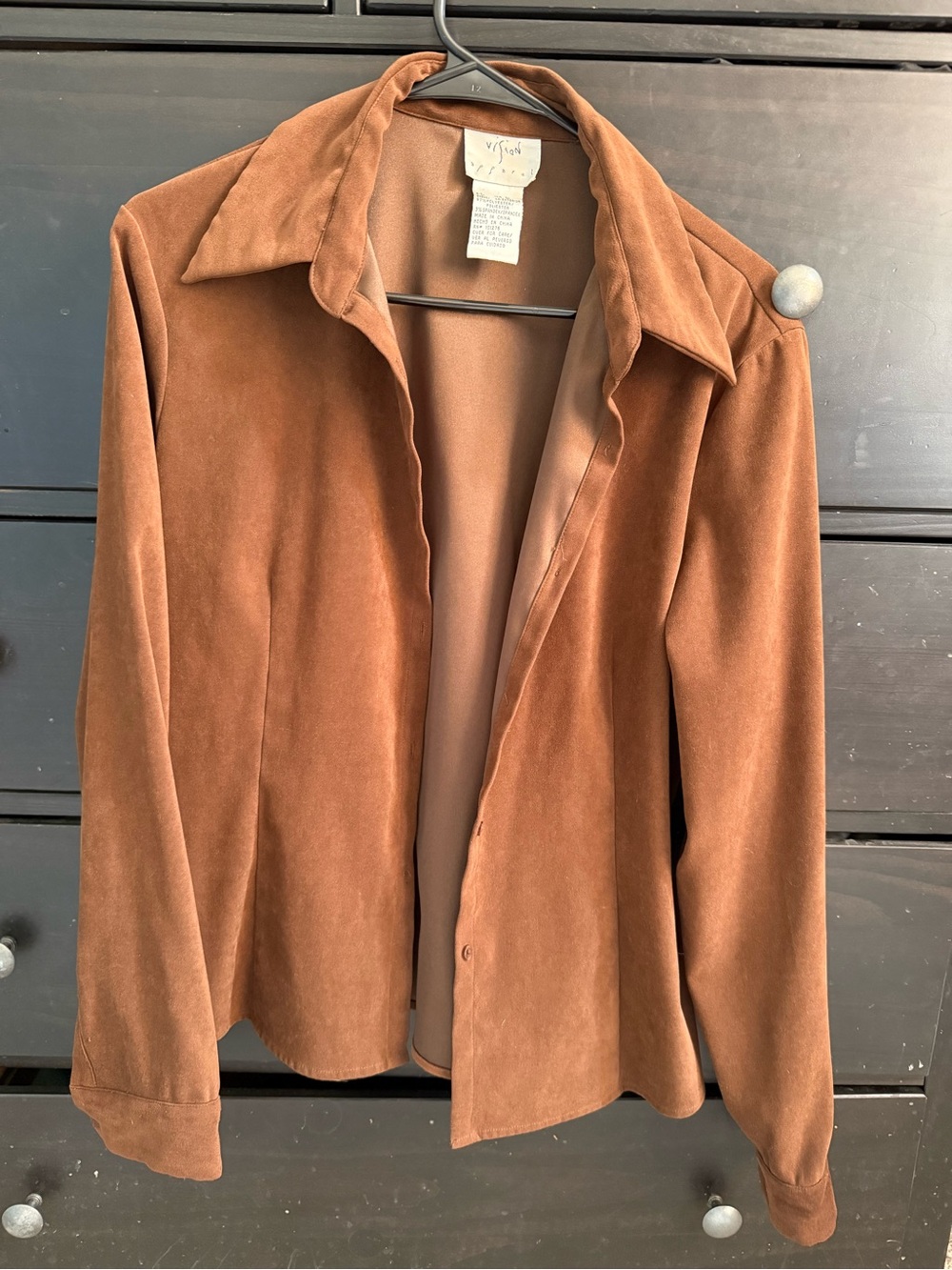 Vintage-style Suede Jacket - Brown